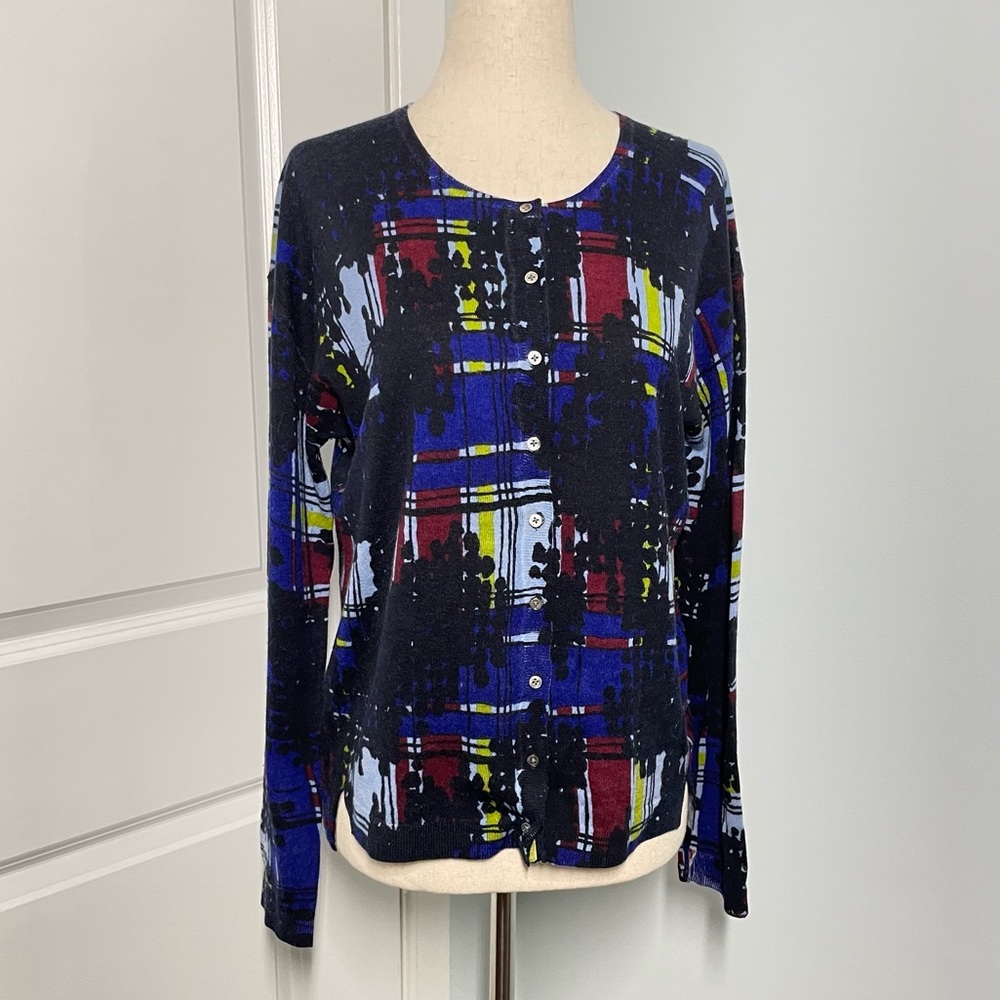 Stefan Green Abstract Print Cashmere Blend Cardigan size 2 - Picture 6 of 11